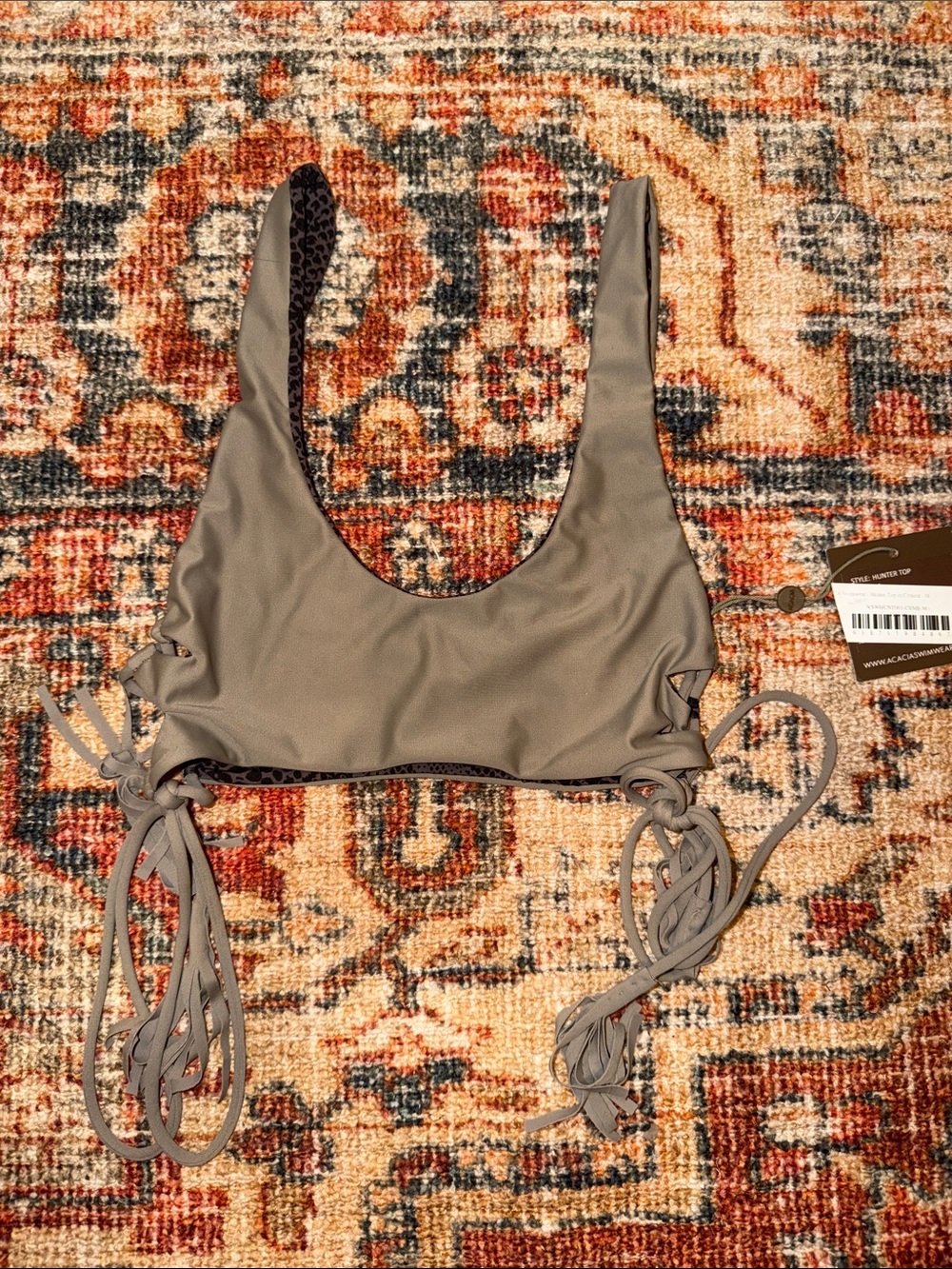 acacia swimwear cement Lace-Up Side-Tie Bikini Top